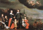 Nicolaes maes captain job jansz cuyter and his family oil